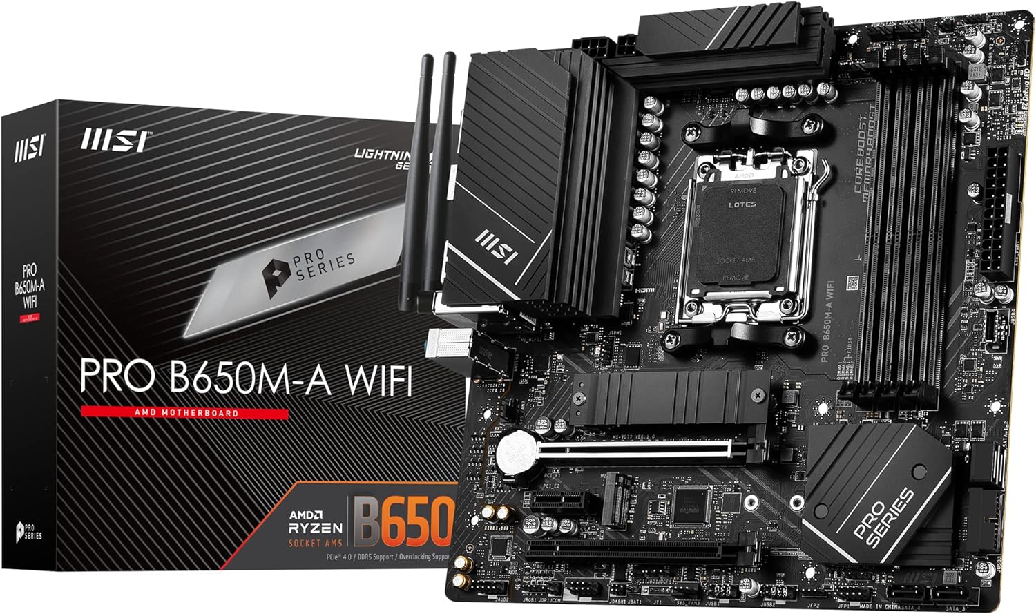 MSI PRO B650M-A WIFI AM5 Micro-ATX Motherboard - Supports AMD Ryzen 7000 Series Desktop Processors 4711377010160