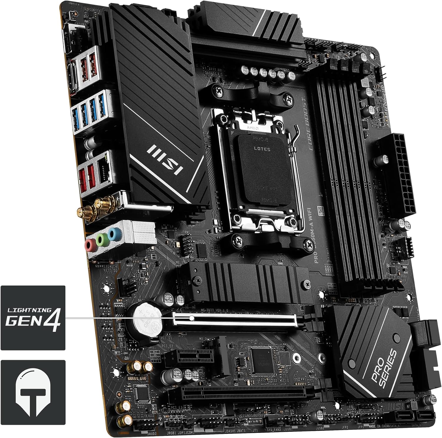 MSI PRO B650M-A WIFI AM5 Motherboard - Premium Thermal Solution for high performance 4711377010160