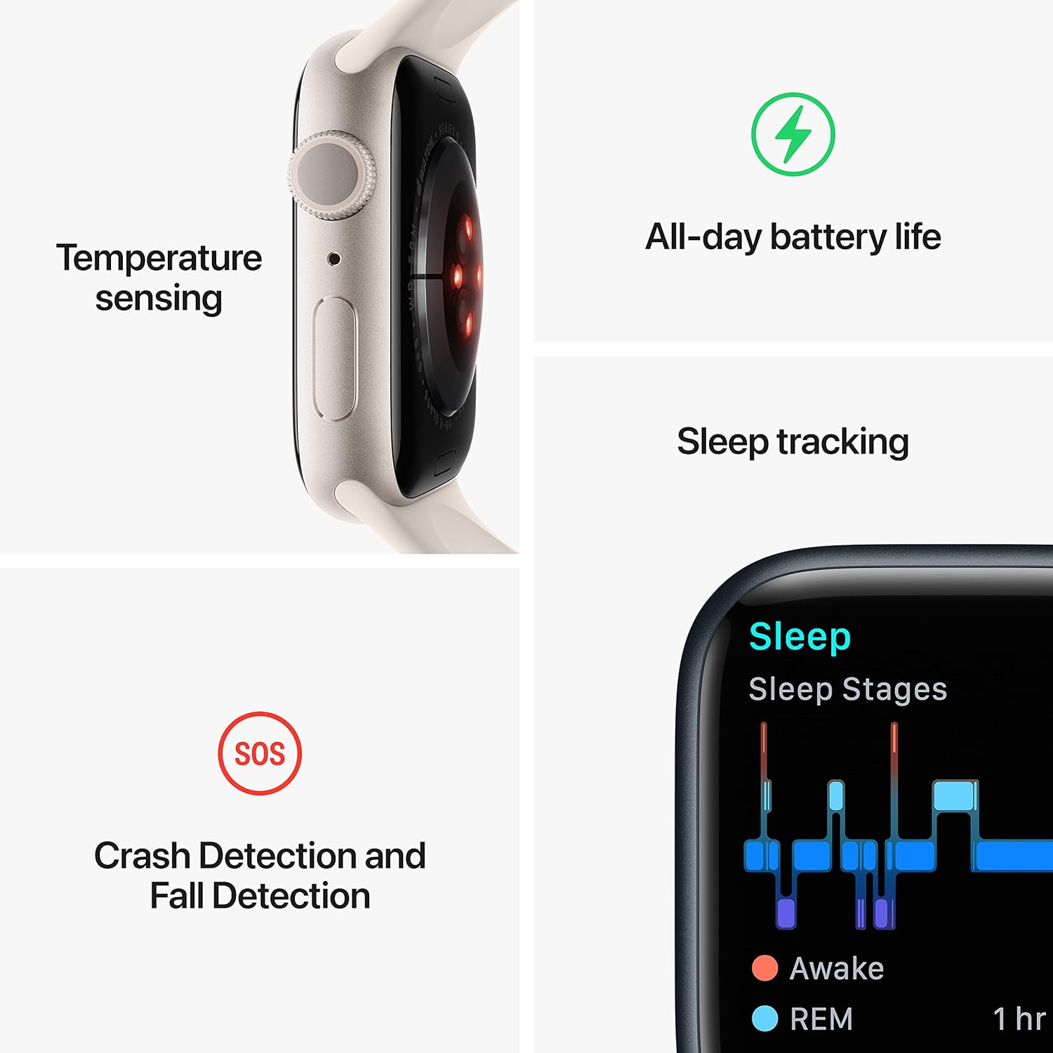 Apple Watch Series 8 (GPS 41mm) - Track your health with temperature sensing, blood oxygen monitoring, and ECG capabilities. 0194253150879