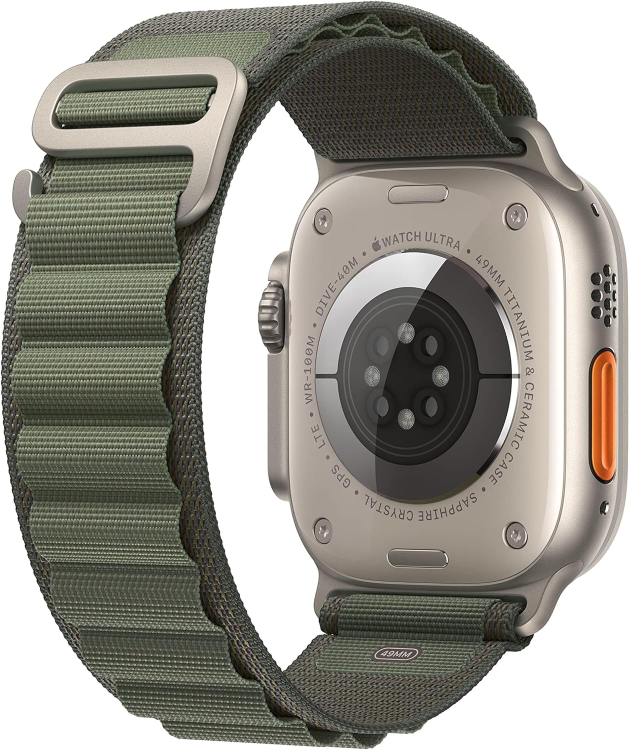 49mm titanium case with 100m water resistance and customizable Action button. 0194253144403