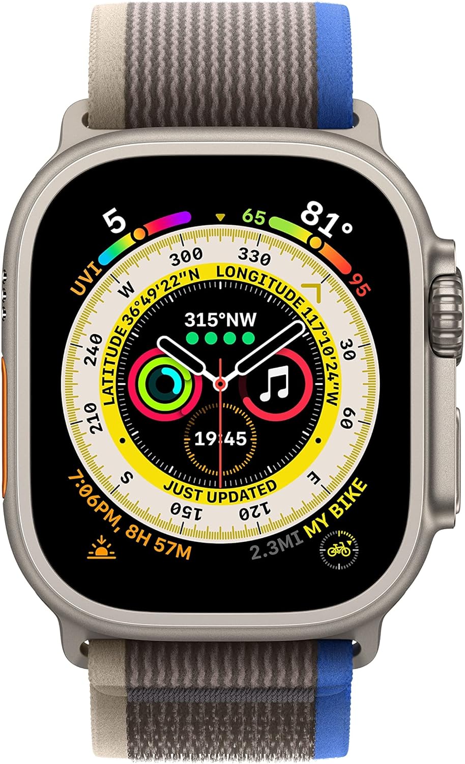 Apple Watch Ultra - 49mm Titanium Case, Trail Loop Band: Designed for endurance athletes with advanced workout metrics and dual-frequency GPS. 0194253425748