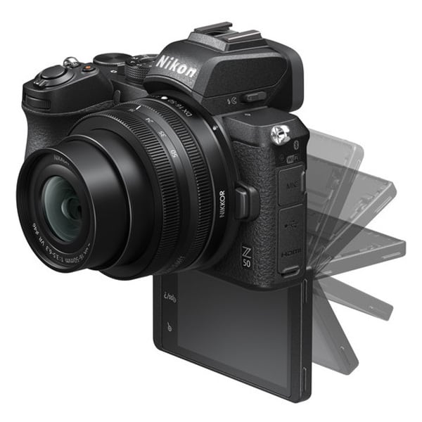 Nikon Z50 Mirrorless Camera Black: Innovative camera with outstanding operability and silent mode feature.