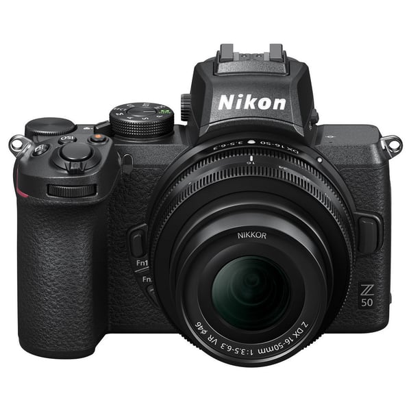 Nikon Z50 Digital Mirrorless Camera Black + Nikon NIKKOR Z DX 16-50mm f/3.5-6.3 VR Lens: Compact and powerful mirrorless camera for adventurers and content creators.