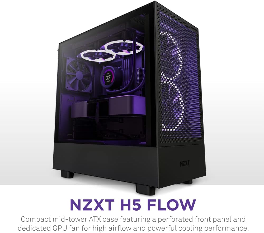 NZXT H5 FLOW MINI ITX/MICROATX/ATX 2V S/F120Q BK CC-H51FB-01 - Dedicated GPU fan for direct cooling. 0810074842419
