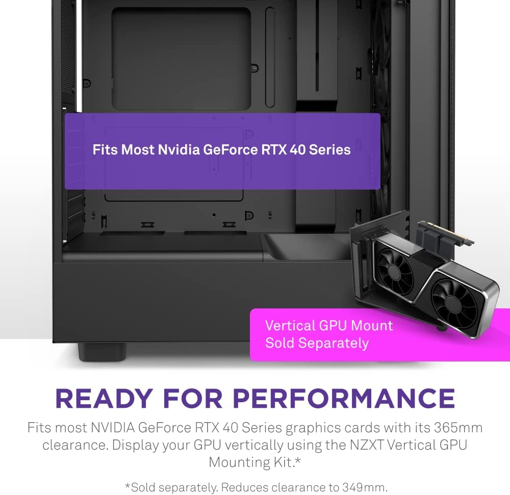 Sleek and modern NZXT H5 Flow Compact ATX Mid-Tower PC Case in Black with high airflow design. 0810074842419