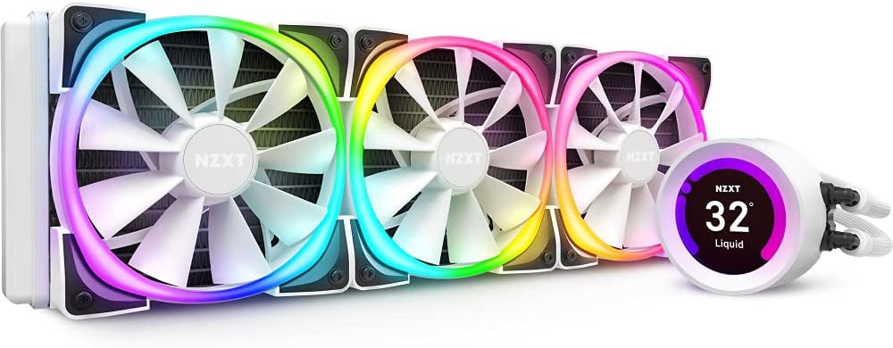 NZXT Kraken Z73 RGB 360mm AIO CPU Cooler with Customizable LCD Screen, White 0815671016669