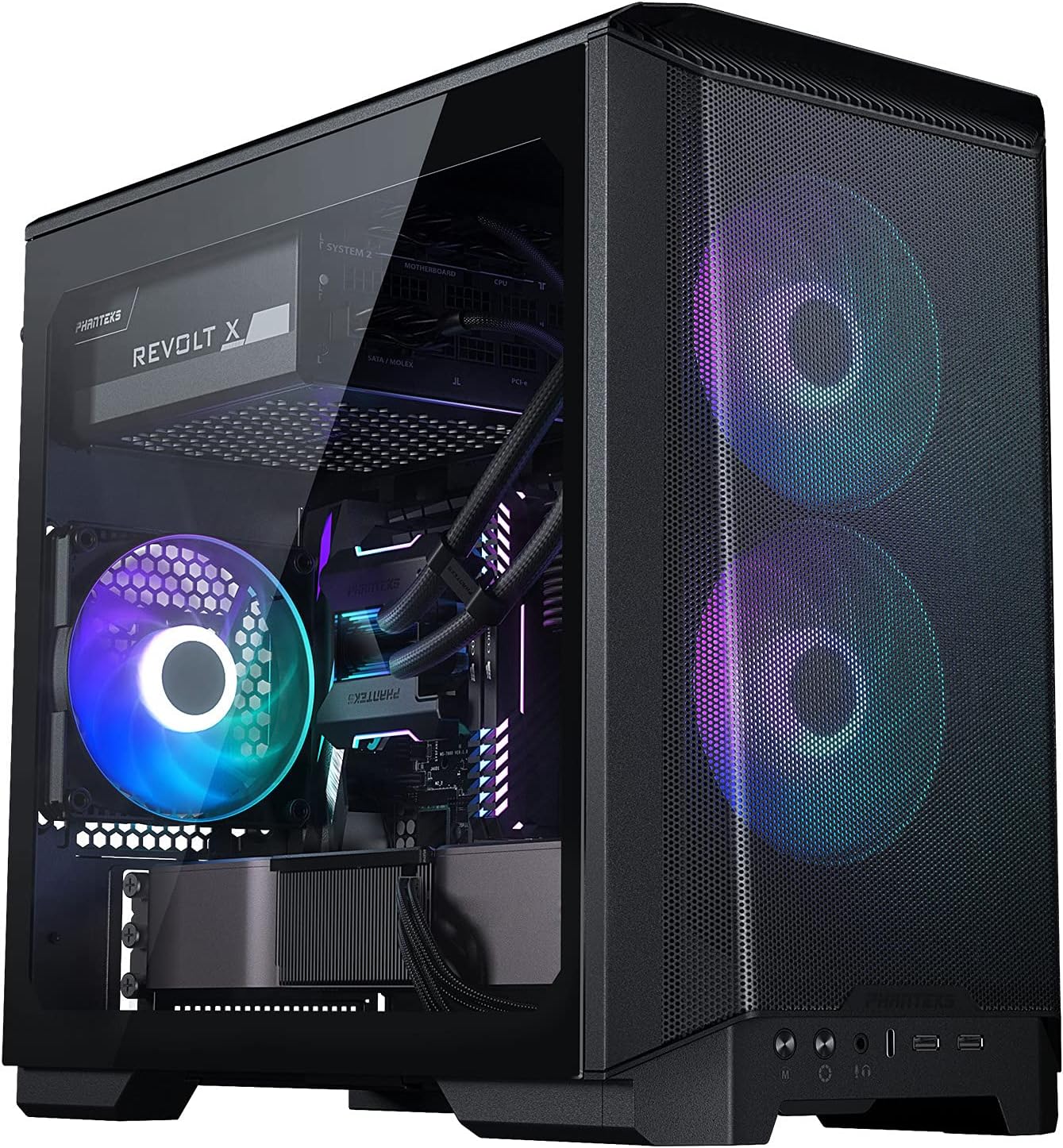 Phanteks Eclipse P200A D-RGB Mini-ITX Tower - Black, high airflow mesh design, tempered glass window 0886523302186