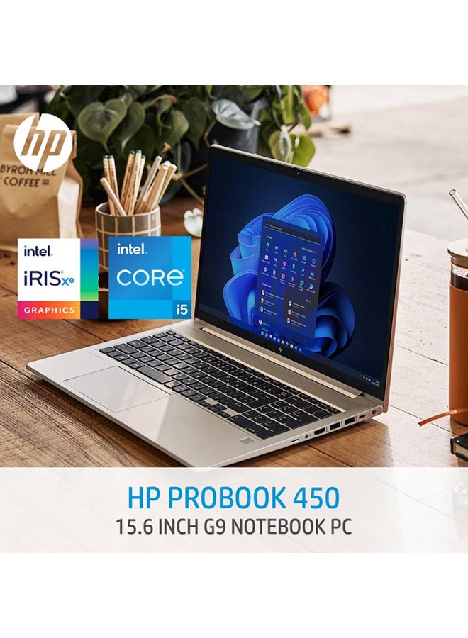 Probook 450 G9 Laptop With 15.6 - Inch Display, Core i5 - 1235U Processor/8GB RAM/512GB SSD/Integrated Graphics/Windows 11 English/Arabic Silver - 512GB SSD - 15.6 - inch - Integrated Graphics