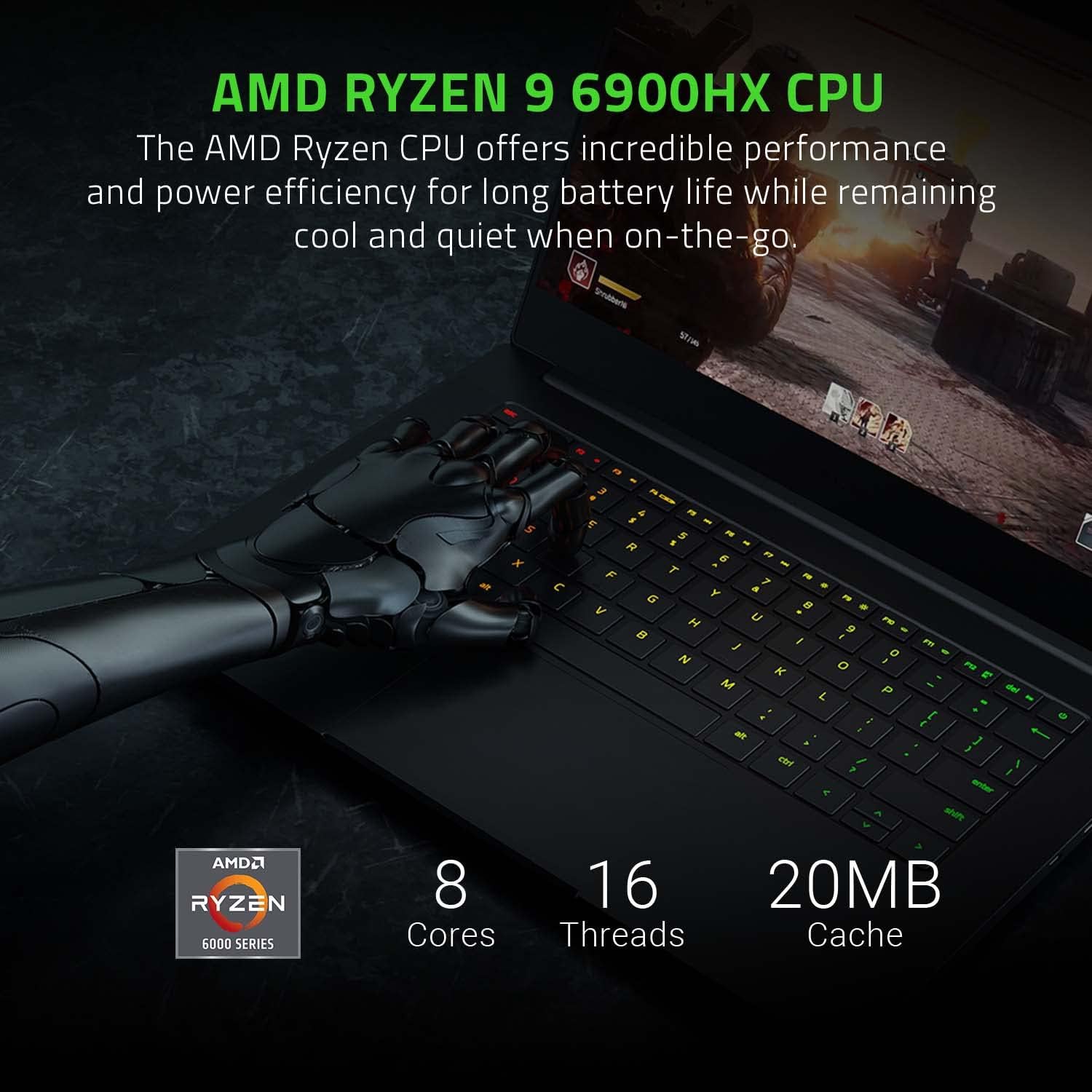 Sleek Razer Blade 14 Laptop: AMD Ryzen 9, 16GB RAM, 1TB SSD, NVIDIA RTX 3080Ti, 14 QHD Display 8887910004876