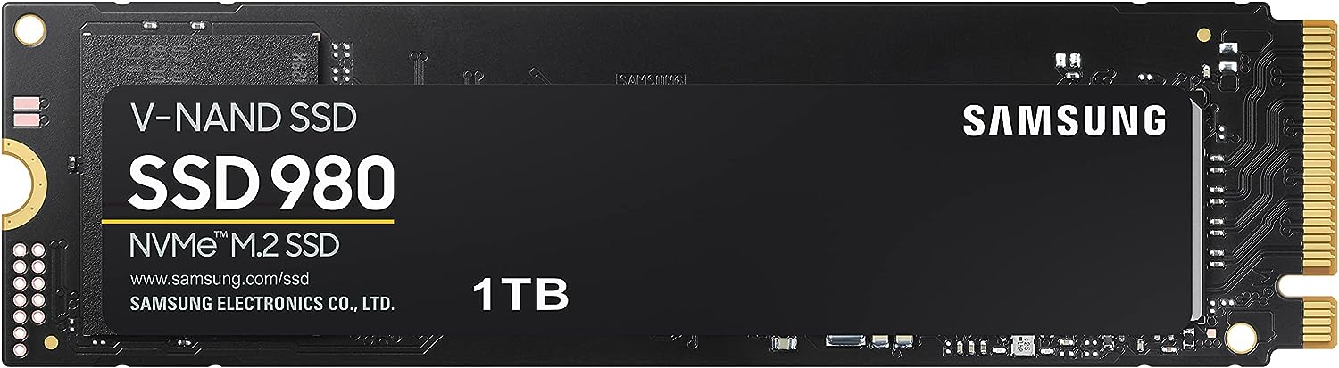Samsung 980 1 TB NVMe M.2 SSD - High-speed storage upgrade for gaming and demanding applications, up to 3500 MB/s transfer rate. 8806090572210