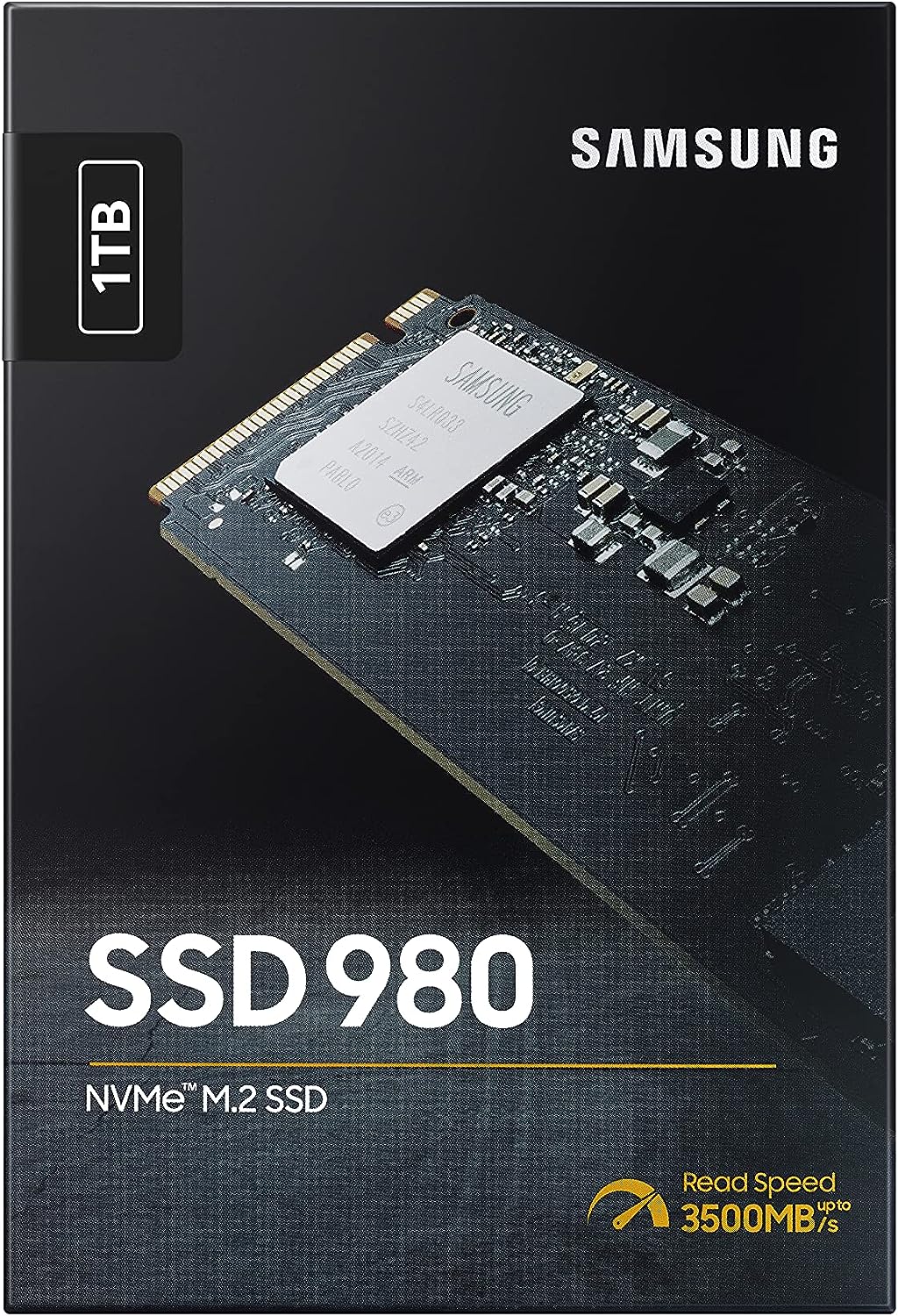 SAMSUNG 1TB NVMe SSD - Plug and play with read/write speeds up to 3500/3000 MB/s, 6.2 times faster than SATA SSDs. 8806090572210