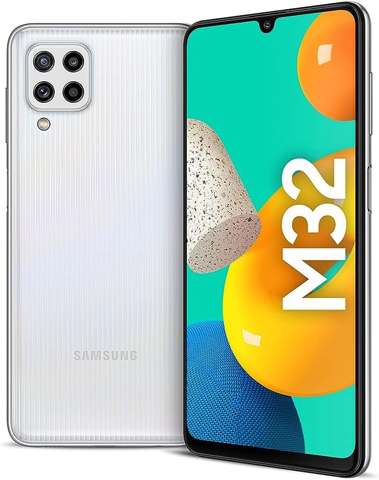 Samsung Galaxy M32 LTE Smartphone in White - 128GB Storage, 6GB RAM: Capture stunning moments with a 64MP quad camera setup. 8806092646766