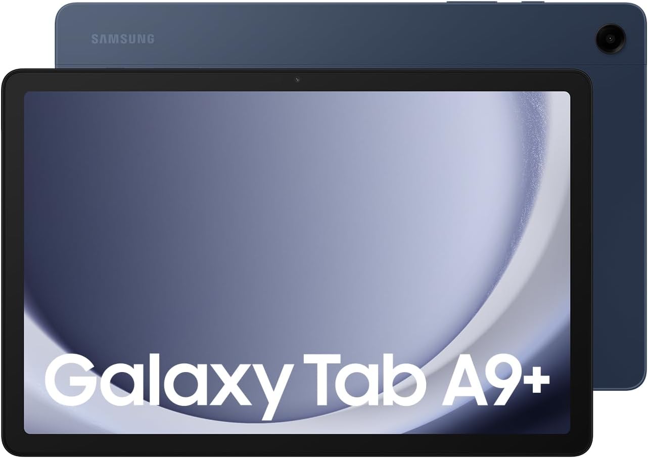 Samsung Galaxy Tab A9+ 5G Android Tablet - Navy - Stylish design with a smooth metal body, available in Graphite, Silver, and Navy. 8806095273235