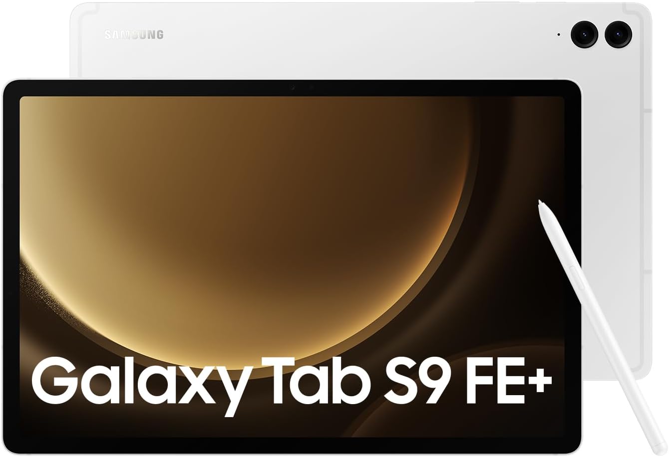 Samsung Galaxy Tab S9 FE+ in Silver - Enjoy vibrant entertainment on a big screen with Vision Booster for clear views outdoors. 8806095158976