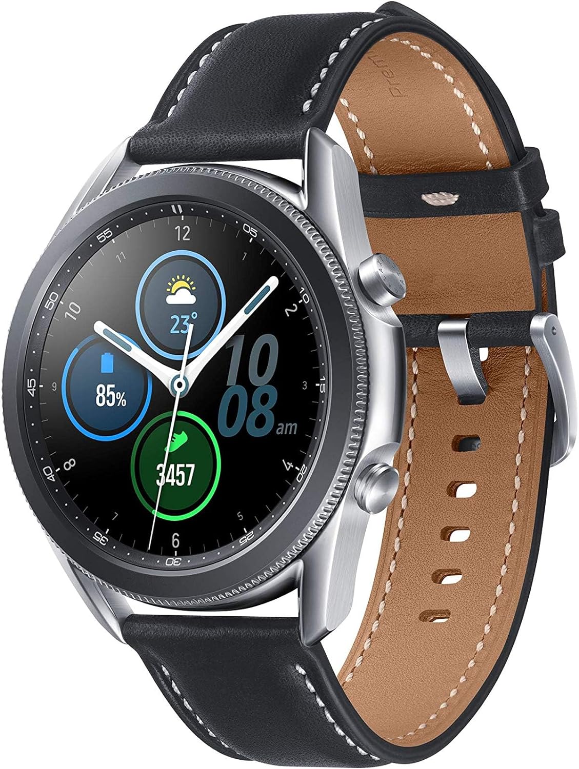 Enhance your workouts with the SAMSUNG SM R840 Galaxy Watch 3 45mm Mystic Silver - Running coaching, sleep tracking, and fall detection features. 8806090540592