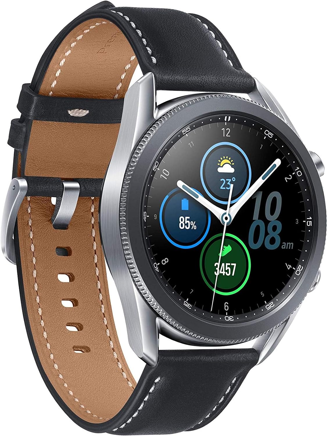 Effortlessly switch between work and workout with the SAMSUNG SM R840 Galaxy Watch 3 45mm Mystic Silver - Lightweight design and USB connectivity. 8806090540592