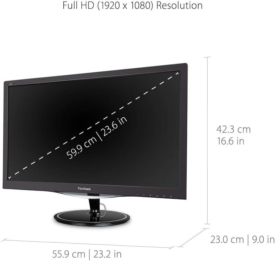 ViewSonic VX2457-MHD 24 Gaming Display - Flicker-Free and Blue Light Filter for comfortable extended gaming sessions 7626782374370D