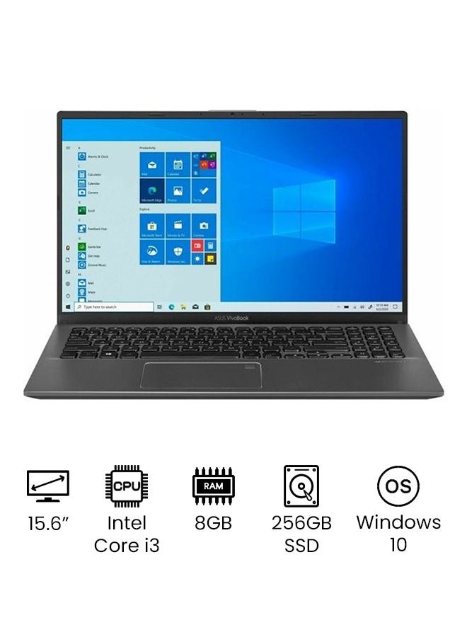 Vivobook X515JA - 212.V15BB Laptop With 15.6 - Inch HD, Core i3 - 1005G1 Processer/8GB RAM/256GB SSD/Intel HD Graphics 5000/Windows 10 English Slate Grey - 256GB SSD - 15.6 - inch - Intel HD Graphics