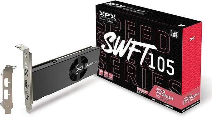 SKU: 0840191500169, Barcode: 840191500169 - XFX AMD Radeon RX 6400 graphics card with 16 Gbps memory speed.