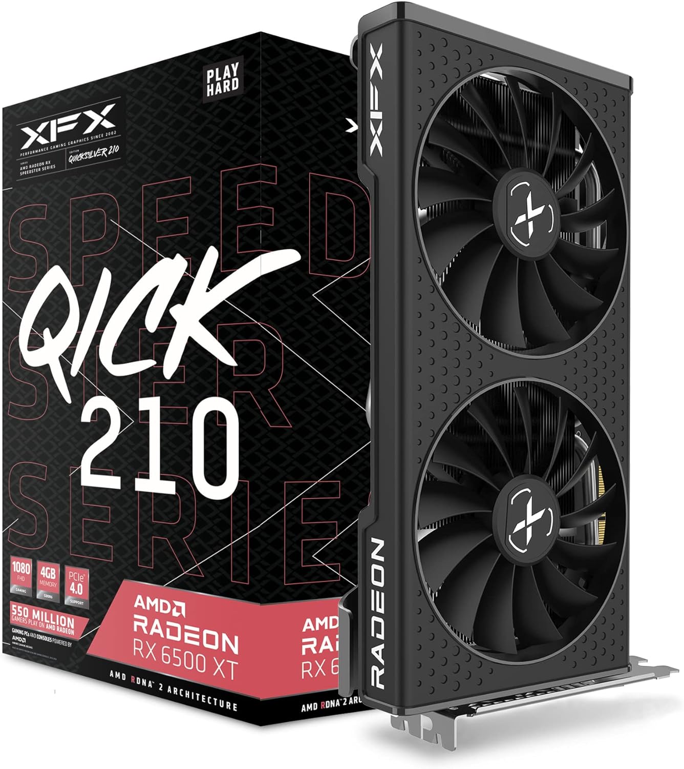 XFX Qick210 Radeon Rx 6500Xt Black 4GB DDR6 HDMI Dp - AMD RX 6500 XT chipset, 4GB GDDR6 memory, 2825MHz boost clock. 0840191500152