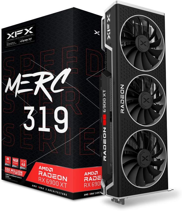 XFX Speedster MERC319 AMD Radeon RX 6900 XT Black Gaming Graphics Card - Elevate your gaming experience with cutting-edge performance. 0778656080676