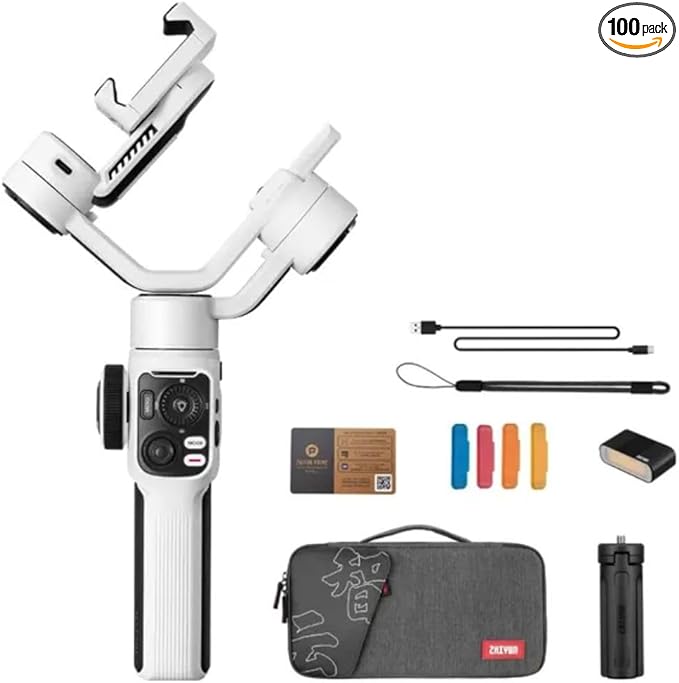 ZHIYUN Smooth 5S Smartphone Stabiliser Combo in White - Professional 3-axis construction for versatile filming. 6970194087238