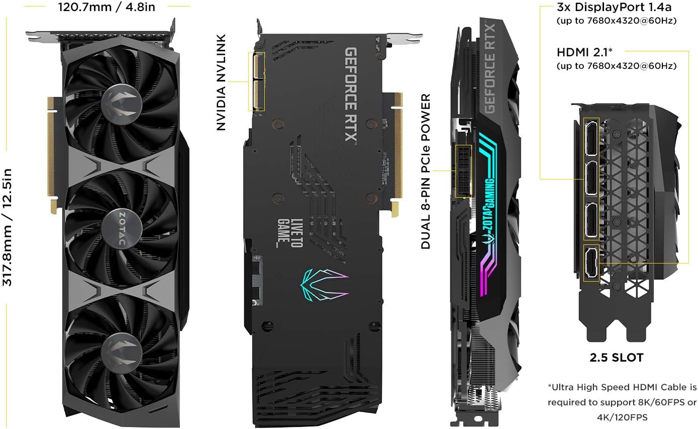 ZOTAC RTX 3090 Trinity: 24GB GDDR6X, PCIe 4.0, IceStorm 2.0 Cooling - Cutting-edge graphics card for immersive gaming experiences. 0810012081825